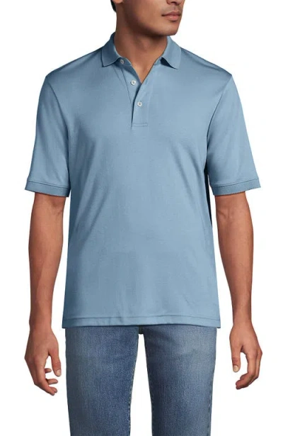 Lands' End Short Sleeve Cotton Supima Polo Shirt In Blue