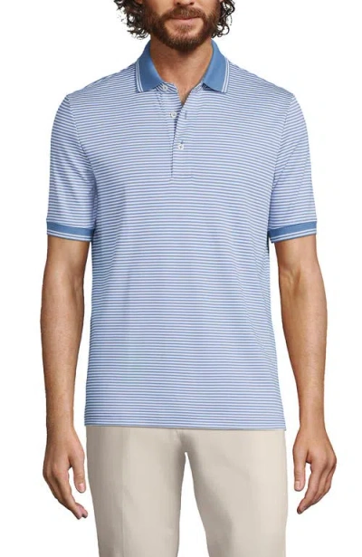 Lands' End Short Sleeve Cotton Supima Polo Shirt In Blue