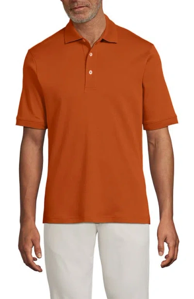 Lands' End Short Sleeve Cotton Supima Polo Shirt In Orange