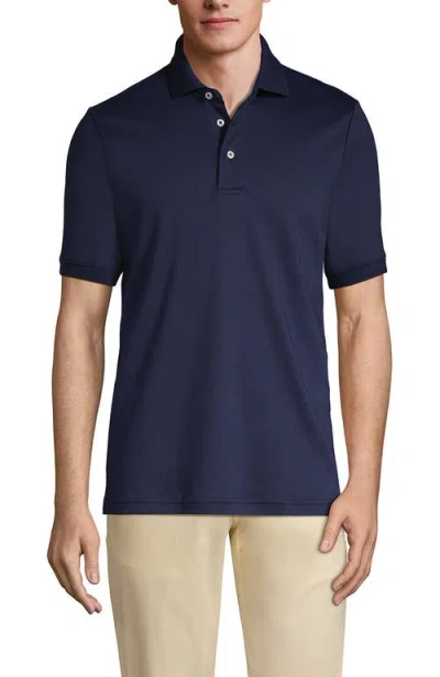 Lands' End Short Sleeve Cotton Supima Polo Shirt In Radiant Navy