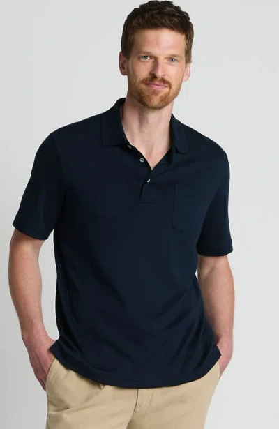 Lands' End Short Sleeve Cotton Supima Polo Shirt With Pocket In Blue