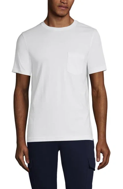 Lands' End Short Sleeve Cotton Supima Tee With Pocket In White