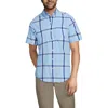 Lands' End Short Sleeve Essential Lightweight Poplin In Light Blue Sky/cobalt Plaid