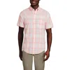 Lands' End Short Sleeve Essential Lightweight Poplin In Light Blue Sky/peach Plaid