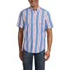 Lands' End Short Sleeve Essential Lightweight Poplin In Soft Cobalt/poppy Stripe