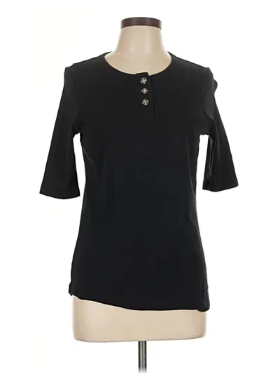 Pre-owned Lands' End Short Sleeve Henley Shirt In Black