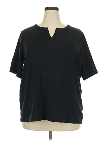 Pre-owned Lands' End Short Sleeve Henley Shirt In Black
