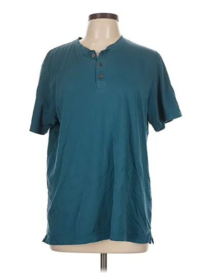Pre-owned Lands' End Short Sleeve Henley Shirt In Blue
