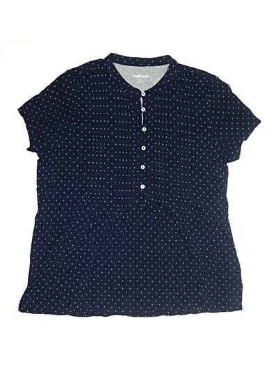 Pre-owned Lands' End Kids'  Short Sleeve Henley Shirt In Blue