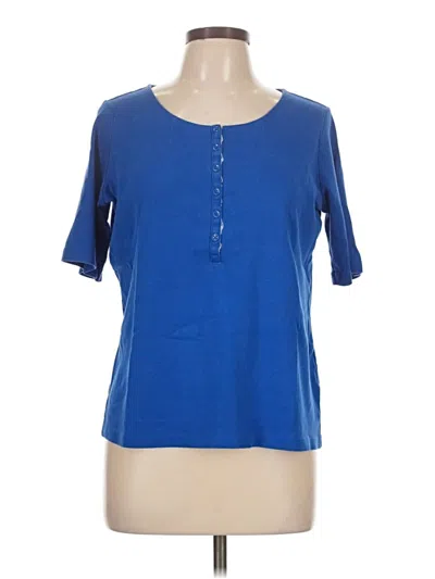 Pre-owned Lands' End Short Sleeve Henley Shirt In Blue