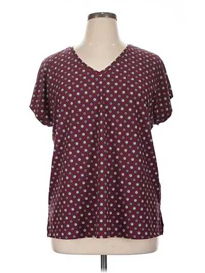 Pre-owned Lands' End Short Sleeve Henley Shirt In Burgundy