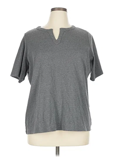 Pre-owned Lands' End Short Sleeve Henley Shirt In Gray