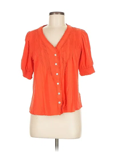 Pre-owned Lands' End Short Sleeve Henley Shirt In Orange