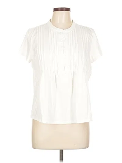 Pre-owned Lands' End Short Sleeve Henley Shirt In White