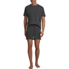Lands' End Short Sleeve Knit Jersey Short Sleep Set In Black