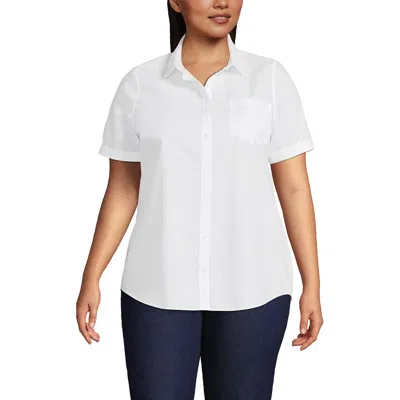 Lands' End Short Sleeve No Iron Shirt In White