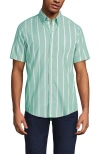 Lands' End Short Sleeve No Iron Twill Shirt In Bay Water Green Stripe