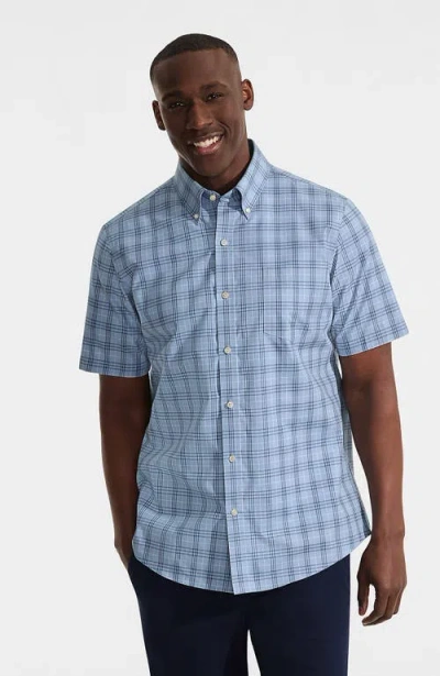 Lands' End Short Sleeve No Iron Twill Shirt In Blue
