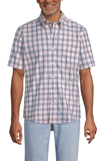 Lands' End Short Sleeve No Iron Twill Shirt In Blue