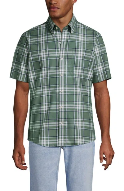 Lands' End Short Sleeve No Iron Twill Shirt In Green