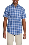 Lands' End Short Sleeve No Iron Twill Shirt In Blue