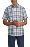 Lands' End Short Sleeve No Iron Twill Shirt In Blue