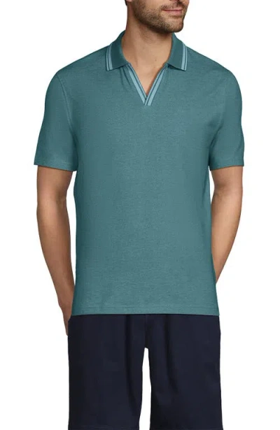Lands' End Short Sleeve Pique Johnny Collar Polo
