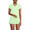 Lands' End Short Sleeve Pique Johnny Collar Upf 50 Rash Guard In Icy Mint/white