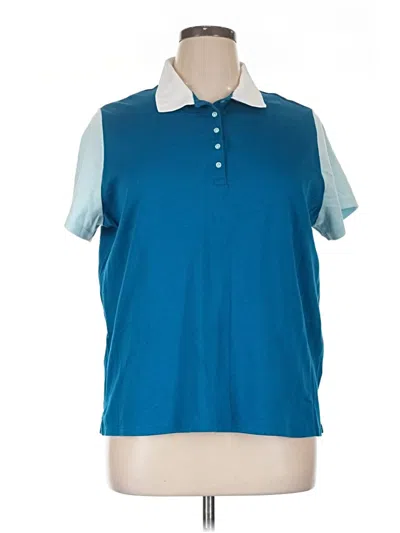 Pre-owned Lands' End Short Sleeve Polo Shirt In Blue