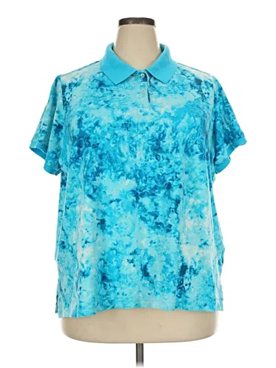 Pre-owned Lands' End Short Sleeve Polo Shirt In Blue
