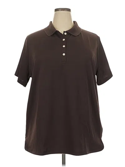 Pre-owned Lands' End Short Sleeve Polo Shirt In Brown
