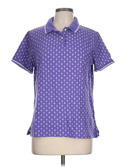 Pre-owned Lands' End Short Sleeve Polo Shirt In Purple
