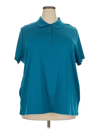 Pre-owned Lands' End Short Sleeve Polo Shirt In Teal