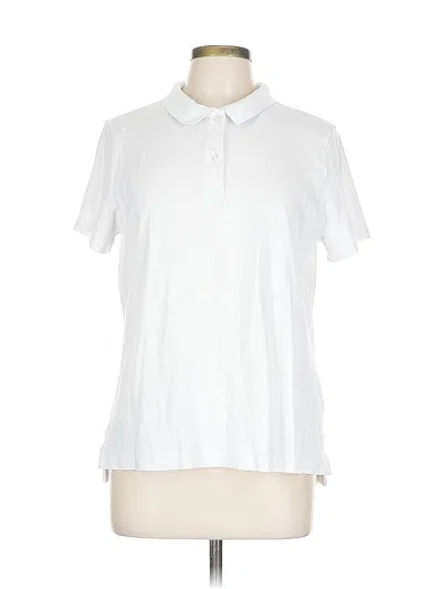 Pre-owned Lands' End Short Sleeve Polo Shirt In White