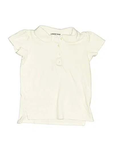 Pre-owned Lands' End Kids'  Short Sleeve Polo Shirt In White