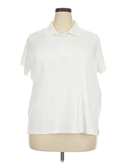 Pre-owned Lands' End Short Sleeve Polo Shirt In White