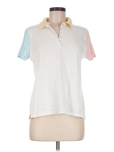 Pre-owned Lands' End Short Sleeve Polo Shirt In White