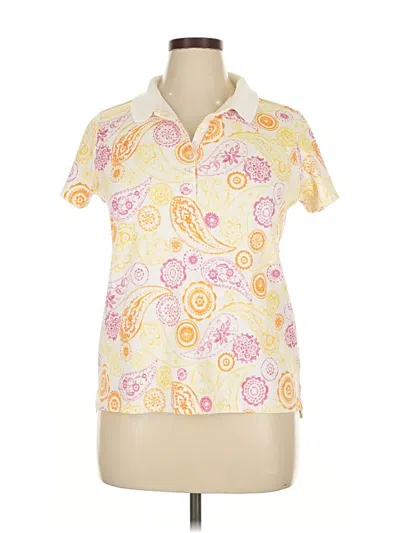 Pre-owned Lands' End Short Sleeve Polo Shirt In Yellow