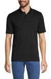 Lands' End Unisex Short Sleeve Basic Polyester Zip Polo In Black