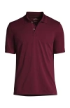 Lands' End Short Sleeve Polyester Polo In Burgundy