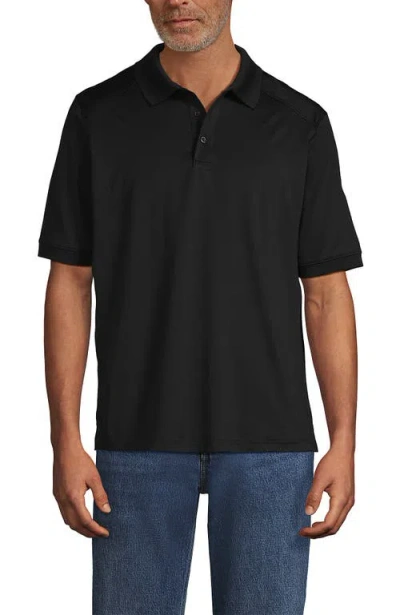 Lands' End Short Sleeve Rapid Dry Active Polo Shirt In Black