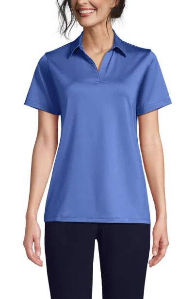 Lands' End Short Sleeve Rapid Dry Sport Neck Polo Shirt In Blue