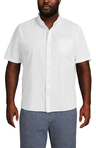 Lands' End Short Sleeve Seersucker Shirt In White