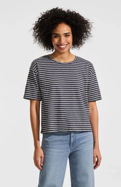 Lands' End Short Sleeve Slub Jersey Cutwork T-shirt In Blue