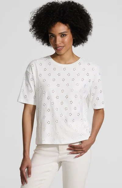 Lands' End Short Sleeve Slub Jersey Cutwork T-shirt In White