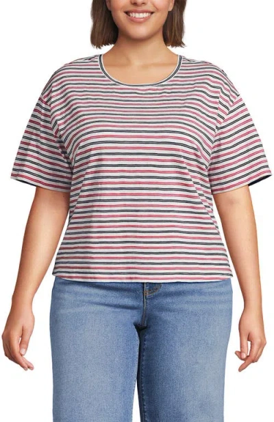 Lands' End Short Sleeve Slub Jersey Cutwork T-shirt In Multi
