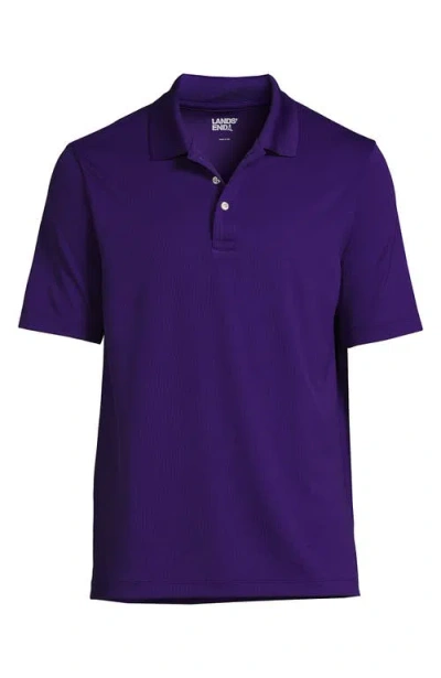 Lands' End Short Sleeve Solid Active Polo Shirt In Blue