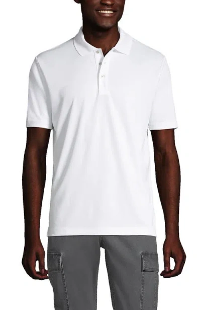 Lands' End Short Sleeve Solid Active Polo Shirt In White