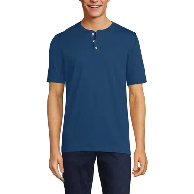 Lands' End Short Sleeve Super-t Henley In Evening Blue