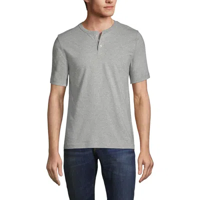 Lands' End Short Sleeve Super-t Henley In Gray Heather